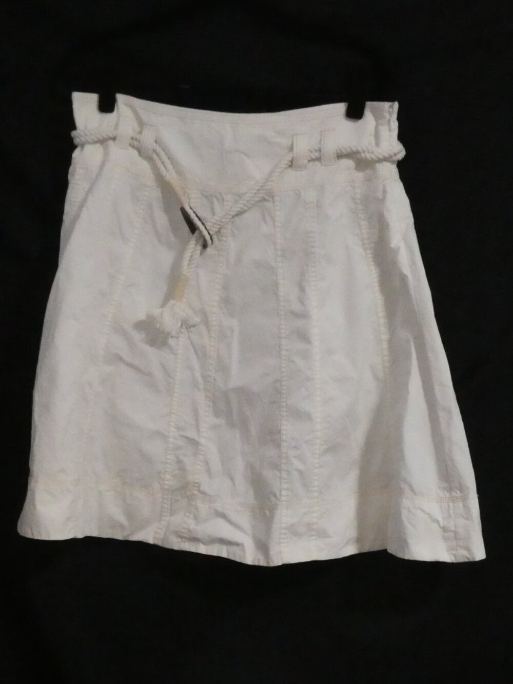 CONTEMPORAINE By SIMONS White Cotton A-Line Skirt with Braided Belt - Size 12 - Picture 1 of 15